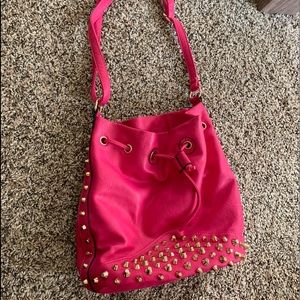 Hot Pink Studded Shoulder Bag